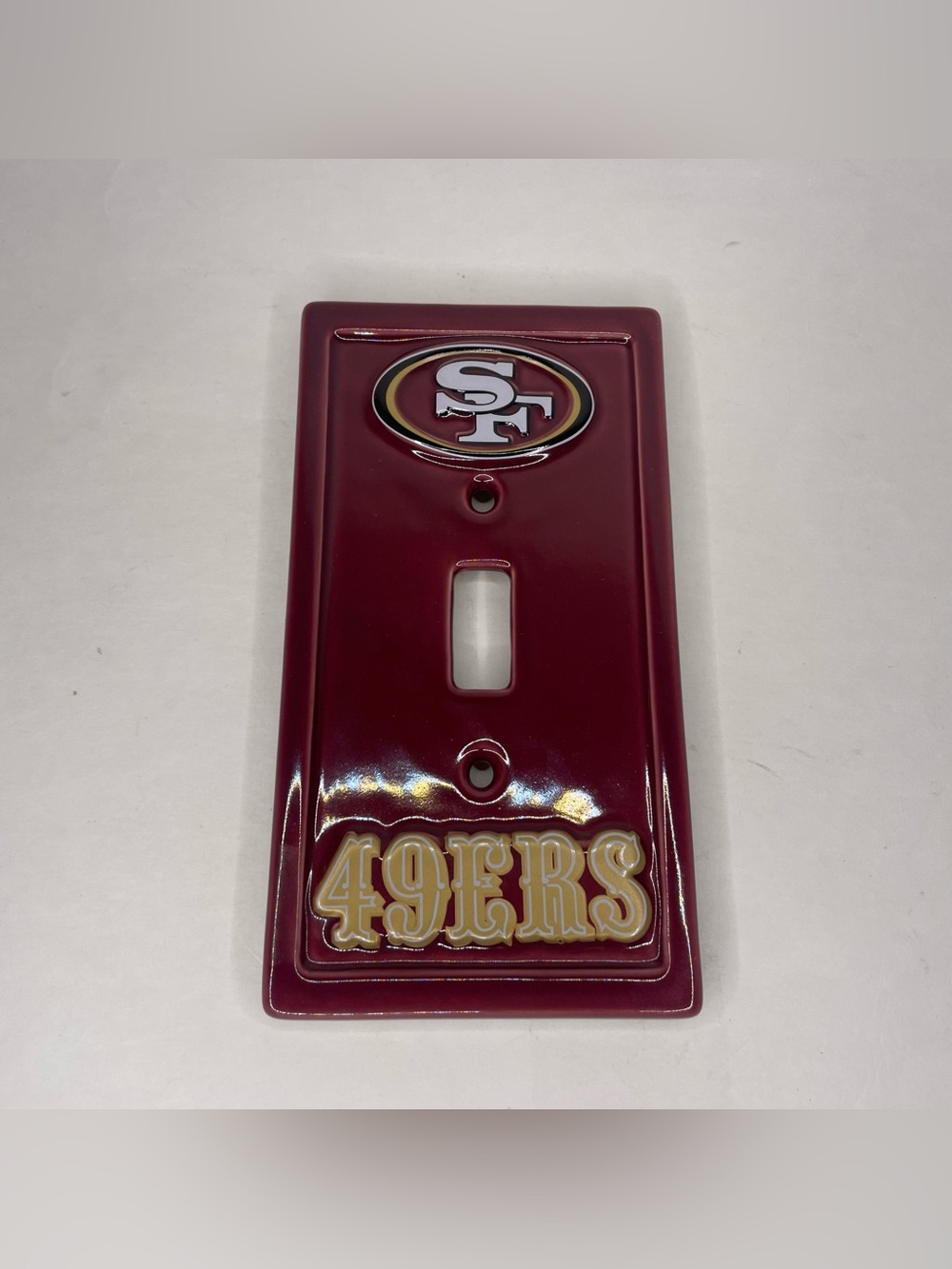San Francisco 49ers Ceramic Art-Glass Light Switch Plate Cover Burgundy Logo